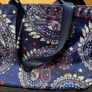 Vera Bradley RWB Paisley Stars Beach Tote Bag